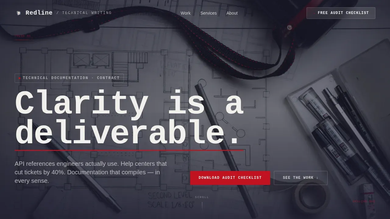Technical Writer Portfolio Landing Page Template