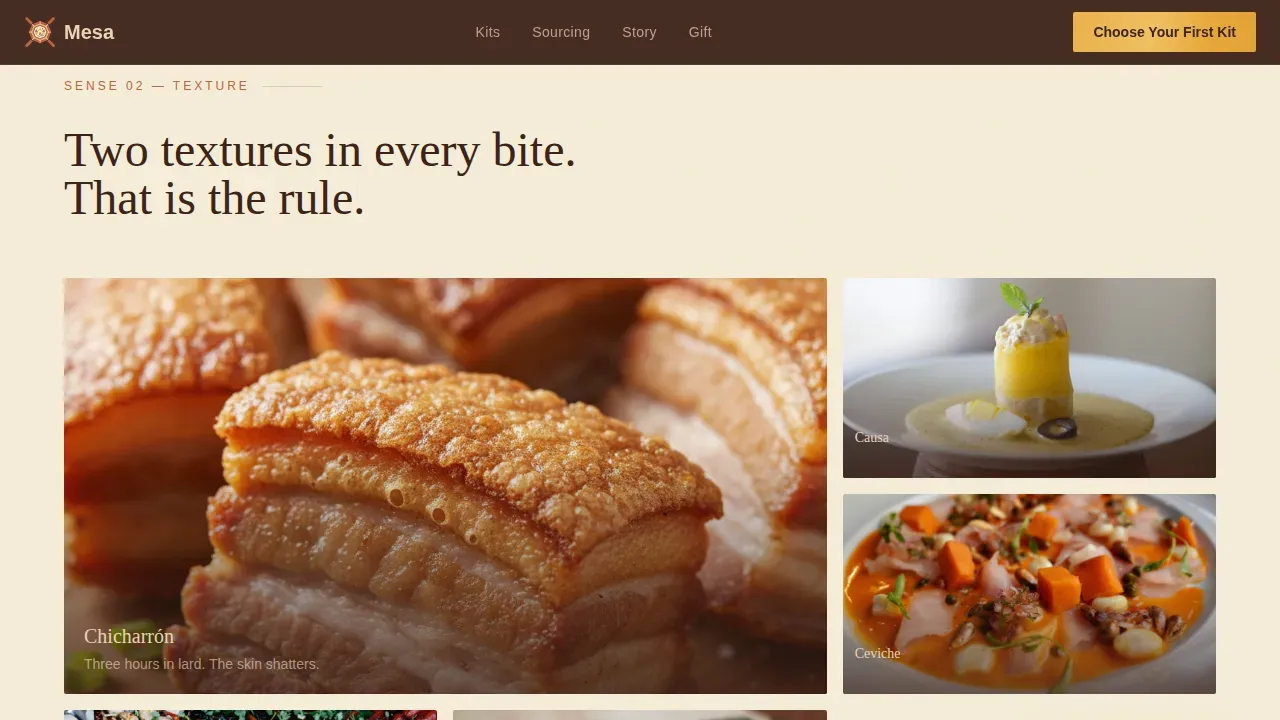 Luxe Peruvian Meal Kit Landing Page Template
