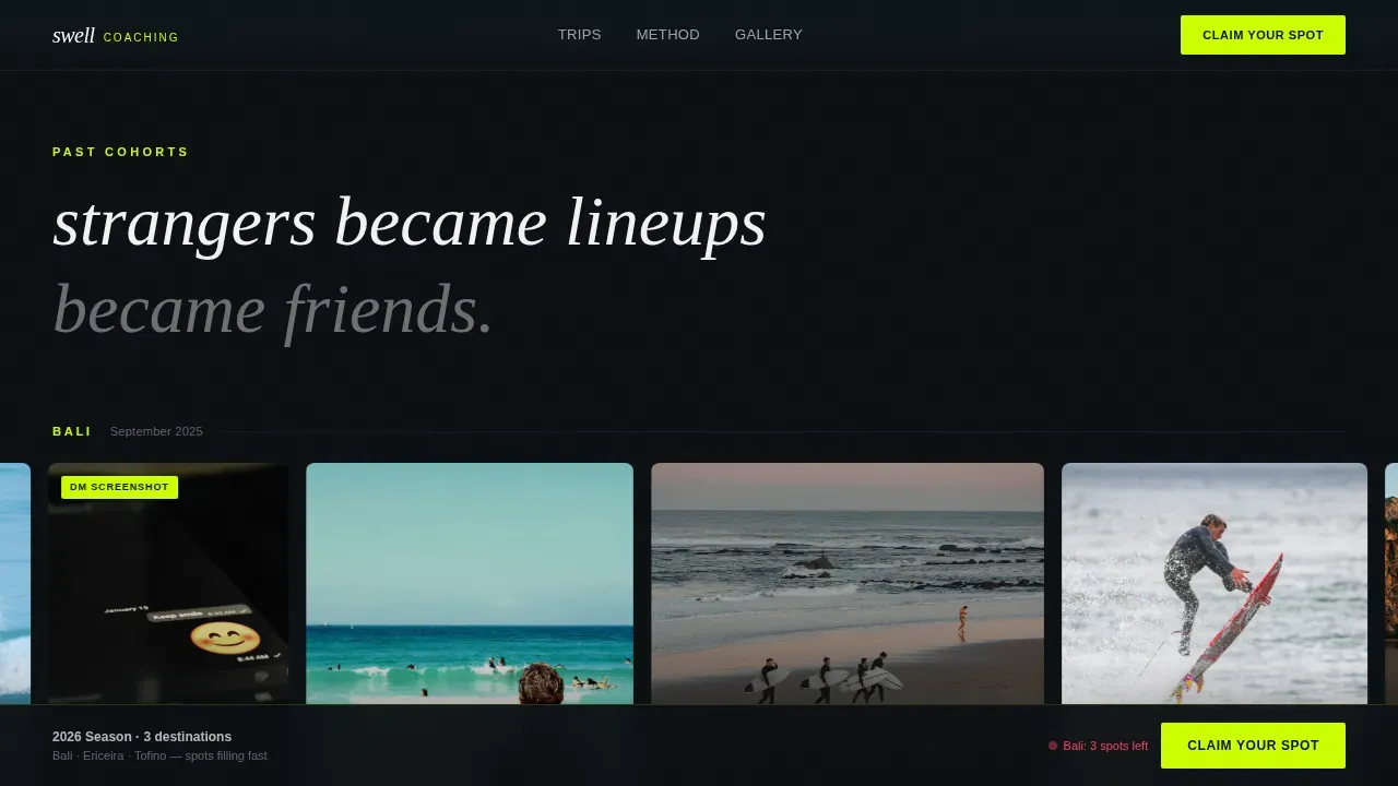 Surfing Coaching Landing Page Template | Claim Your Wave