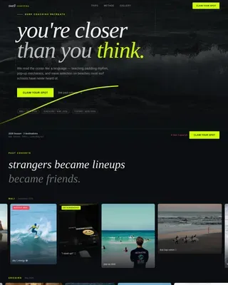 Surfing Coaching Landing Page Template | Claim Your Wave