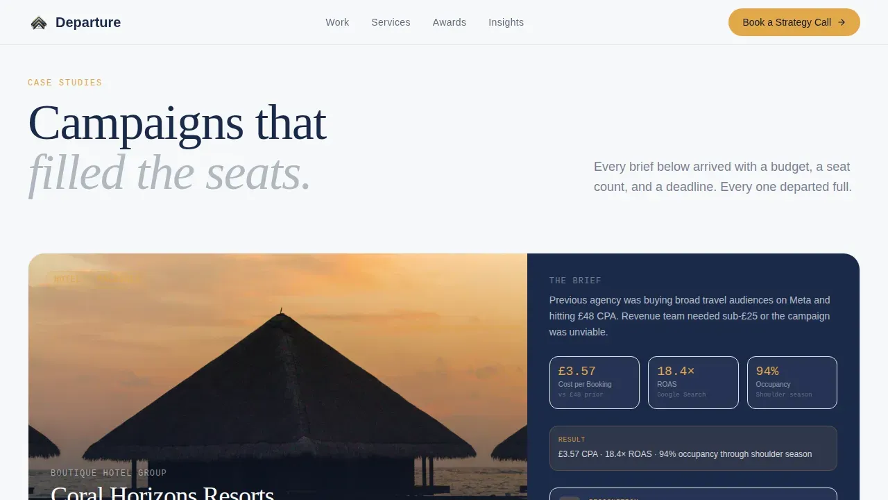 Award-Winning Travel PPC Agency Landing Page Template
