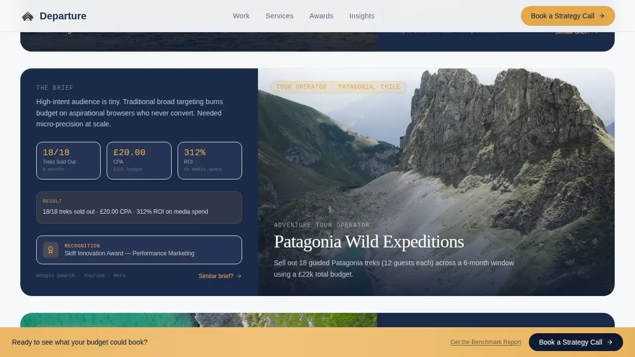 Award-Winning Travel PPC Agency Landing Page Template