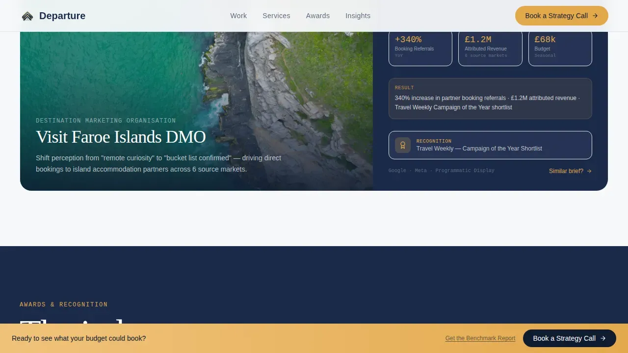 Award-Winning Travel PPC Agency Landing Page Template