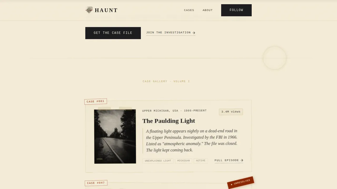 Paranormal TikTok Channel Landing Page Template