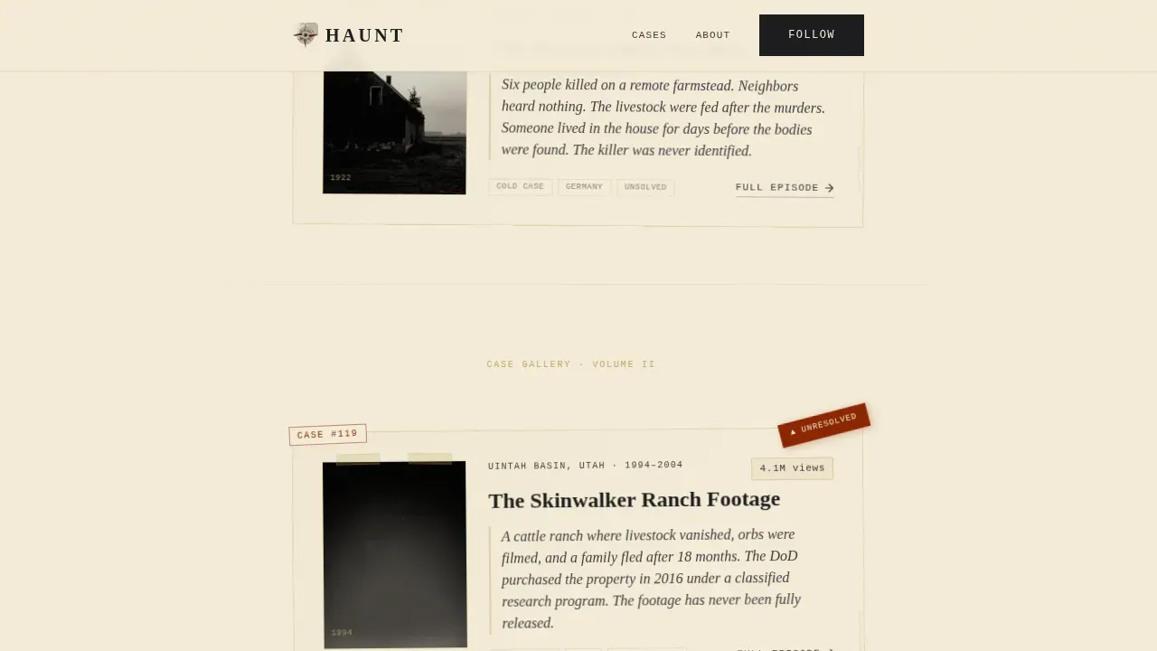 Paranormal TikTok Channel Landing Page Template