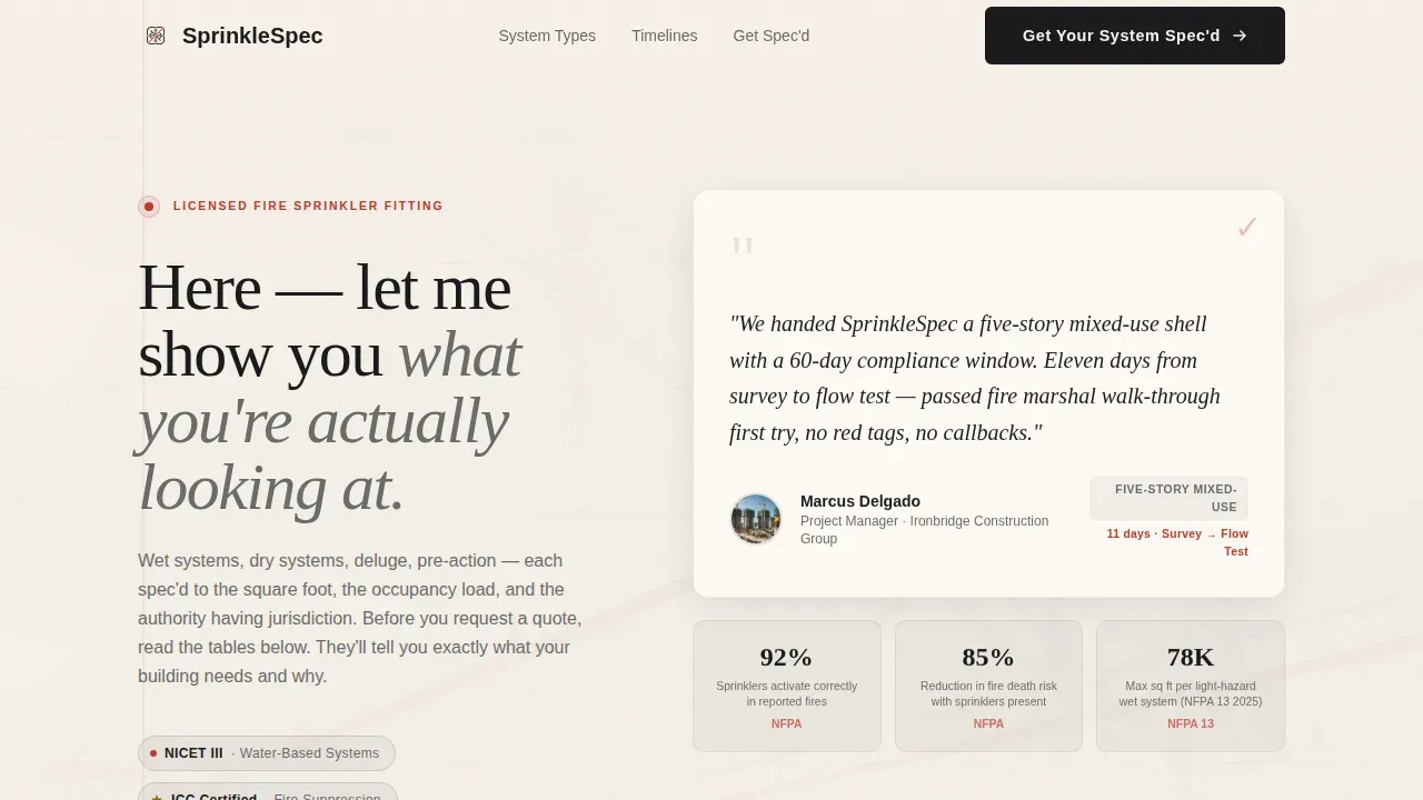 Fire Suppression System Comparison Landing Page Template