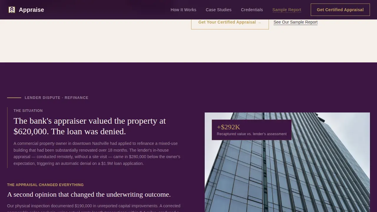 Courtroom-Ready Property Valuation Landing Page Template