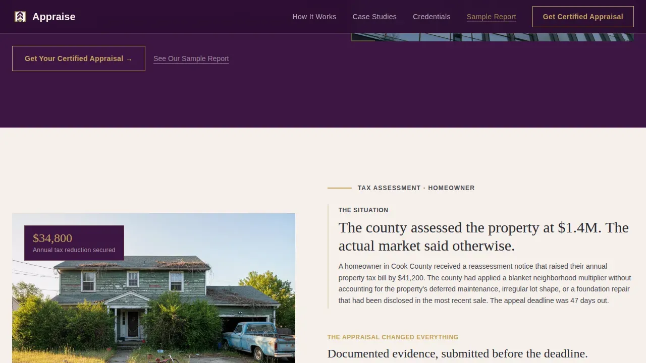 Courtroom-Ready Property Valuation Landing Page Template