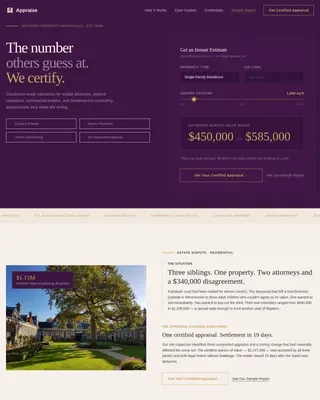 Courtroom-Ready Property Valuation Landing Page Template
