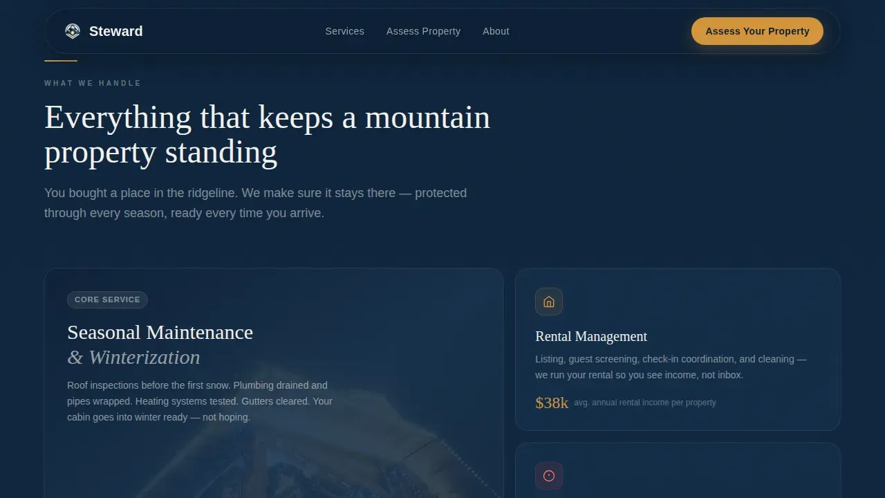 Mountain Property Management Landing Page Template