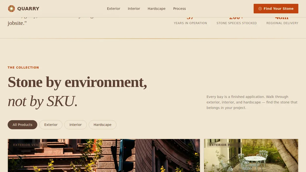 Stone Manufacturer Landing Page Template