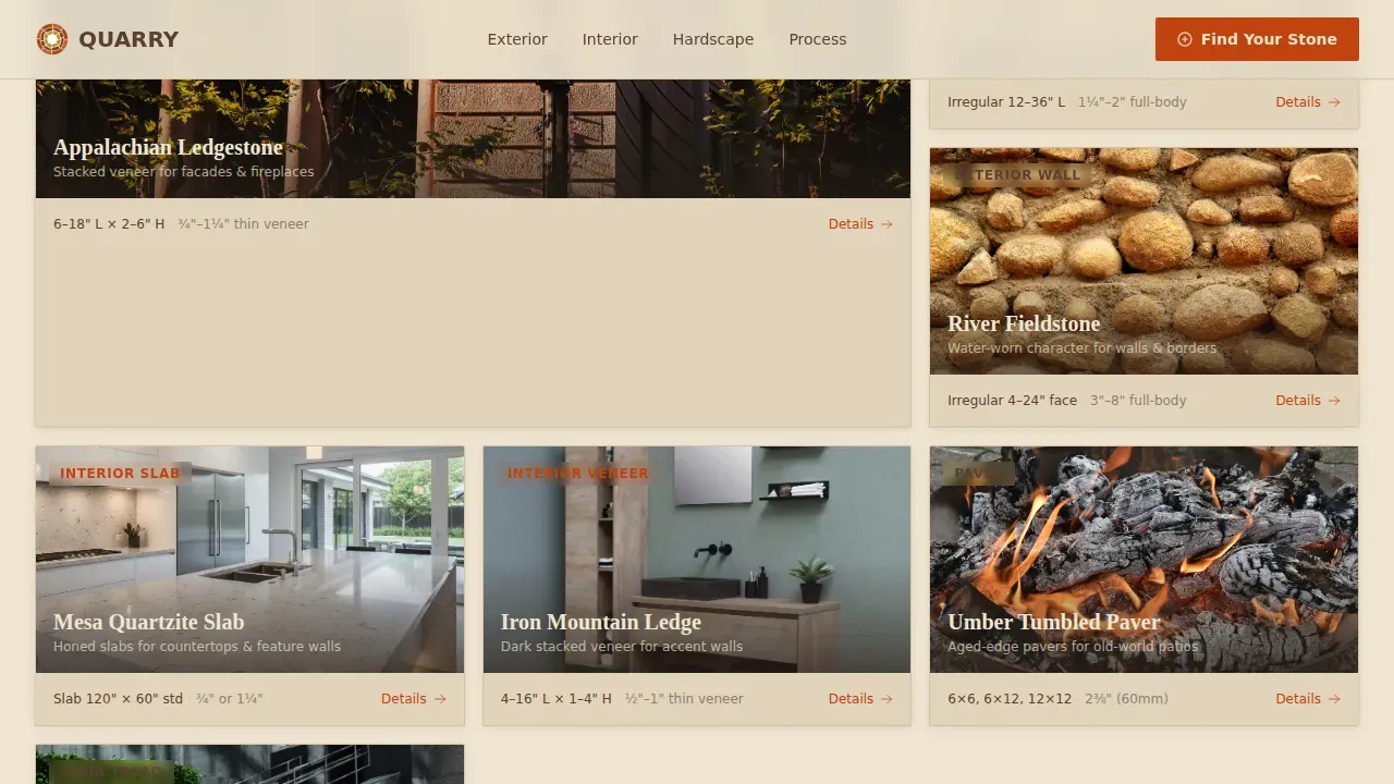 Stone Manufacturer Landing Page Template