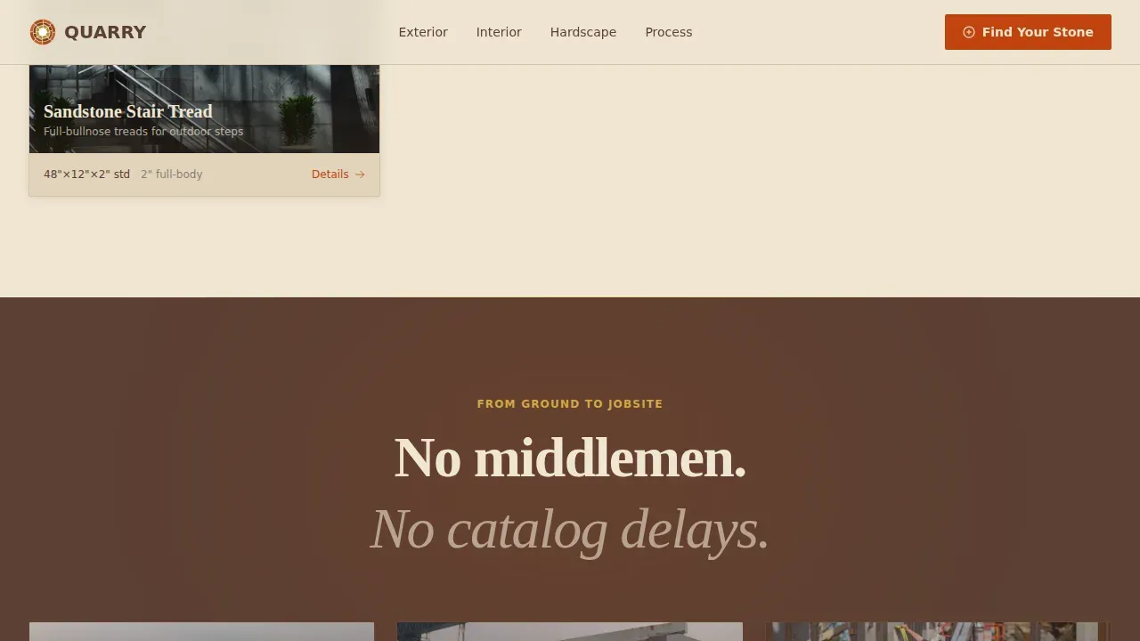 Stone Manufacturer Landing Page Template