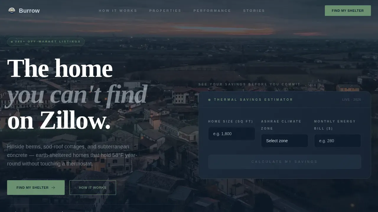 Earth-Sheltered Home Buyer's Agent Landing Page