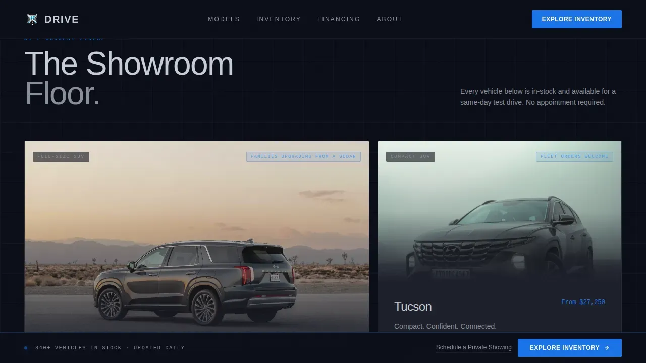 Cinematic Dark Hyundai Certified Dealer Landing Page