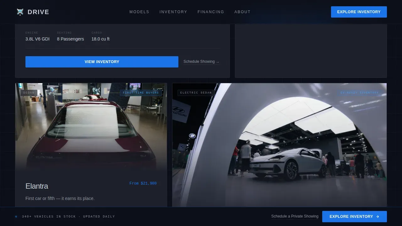 Cinematic Dark Hyundai Certified Dealer Landing Page
