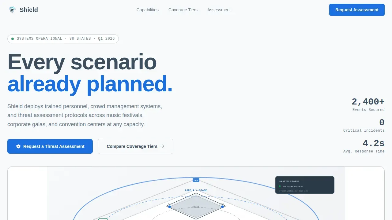 Tactical Event Security Comparison Landing Page Template