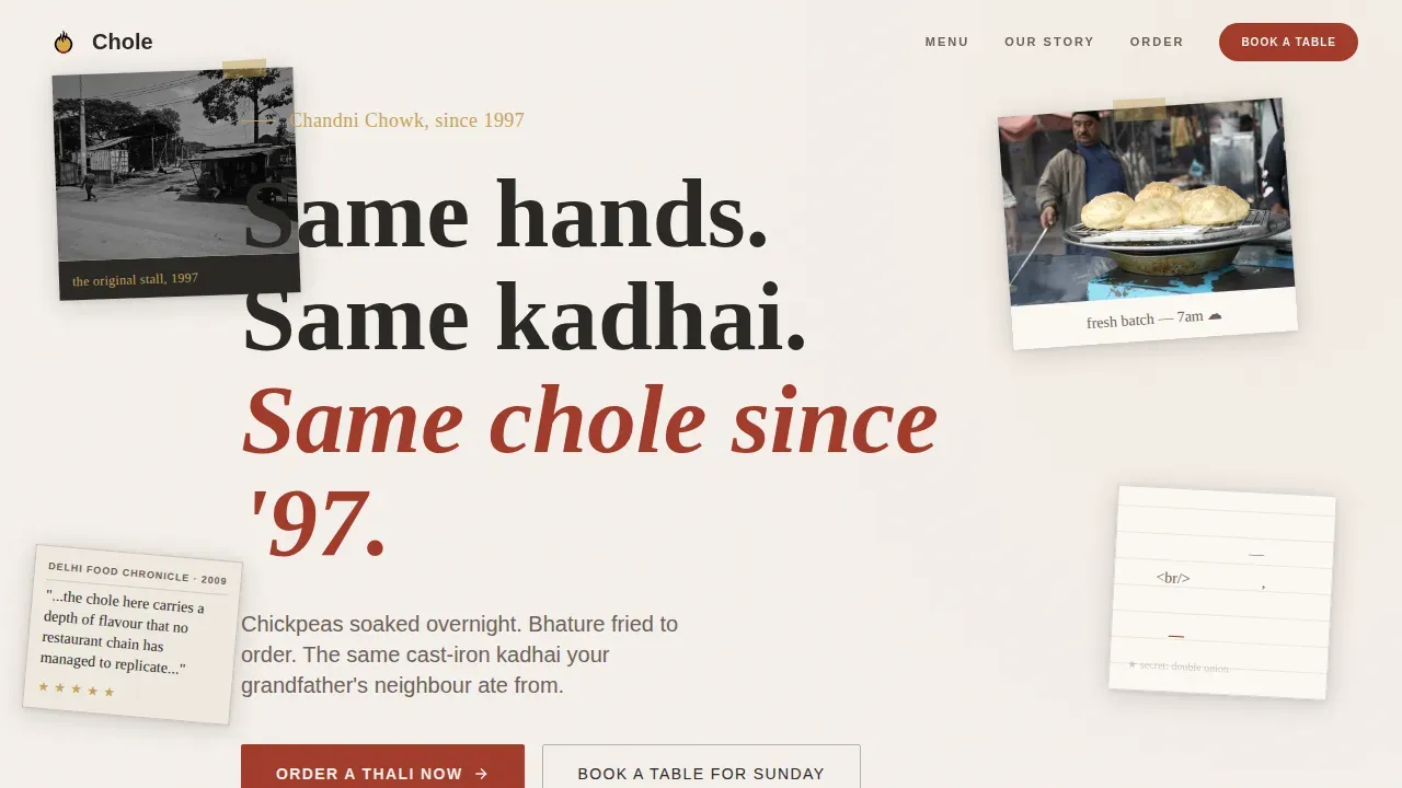 Bhature Restaurant Landing Page Template