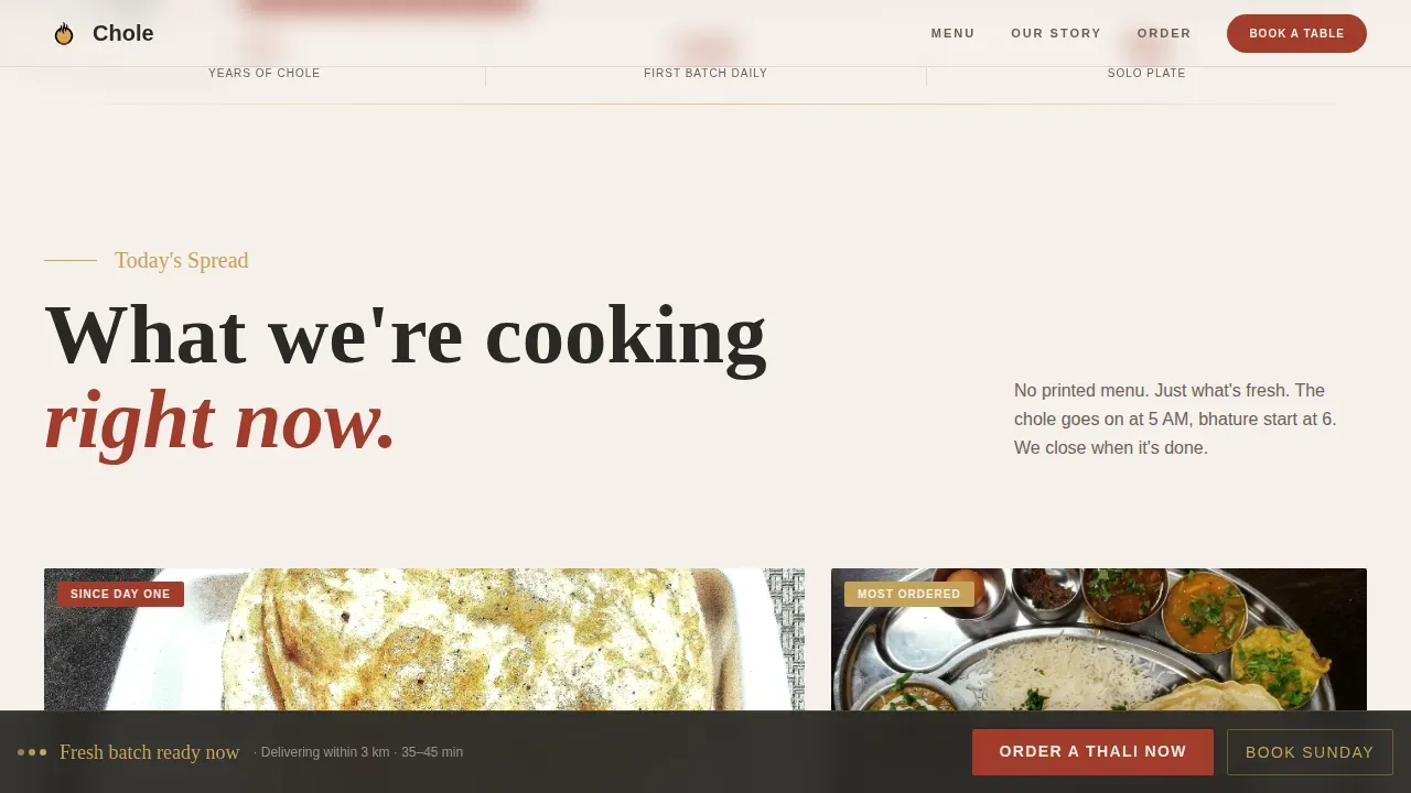 Bhature Restaurant Landing Page Template