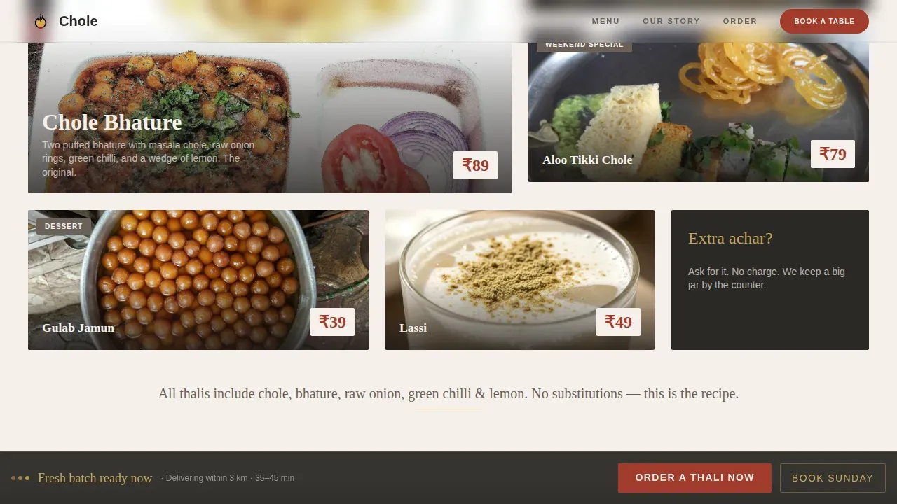 Bhature Restaurant Landing Page Template
