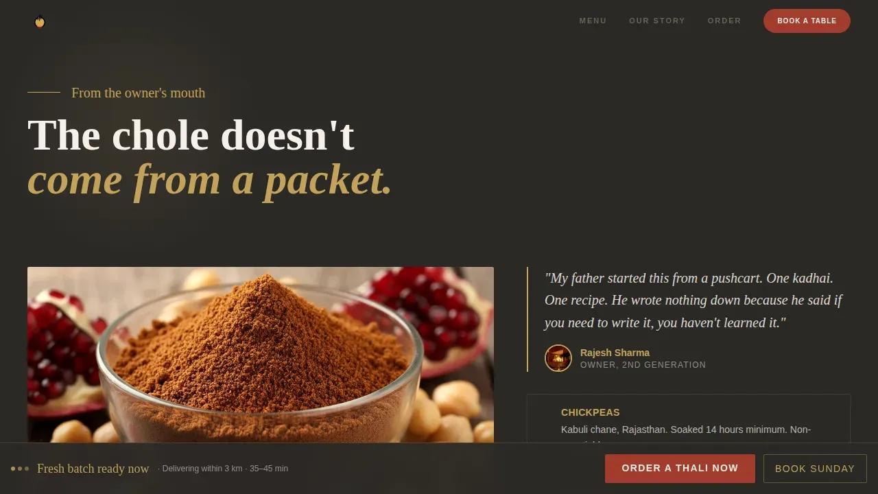 Bhature Restaurant Landing Page Template