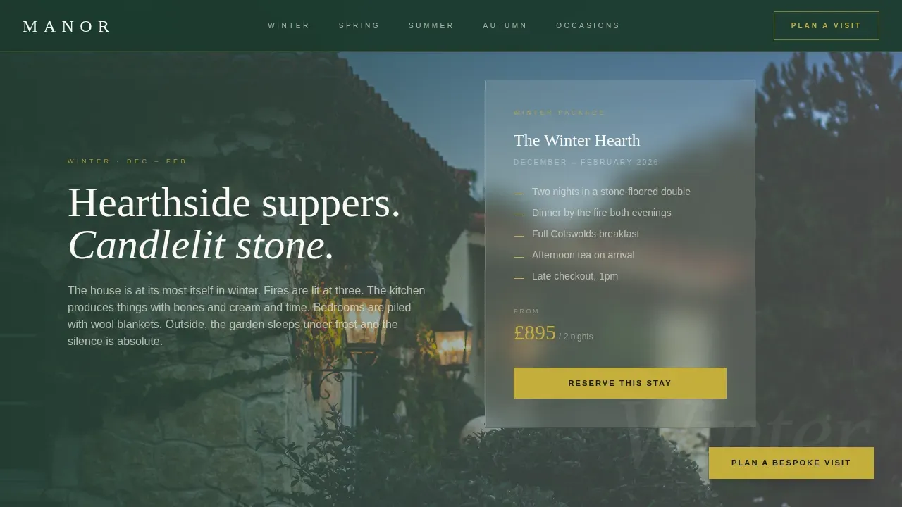 Luxe Seasonal Estate Hotel Landing Page Template