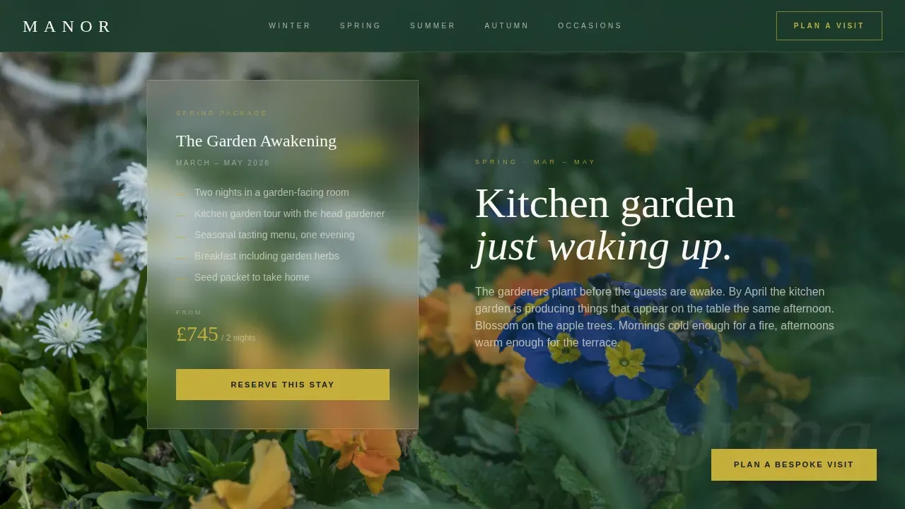 Luxe Seasonal Estate Hotel Landing Page Template