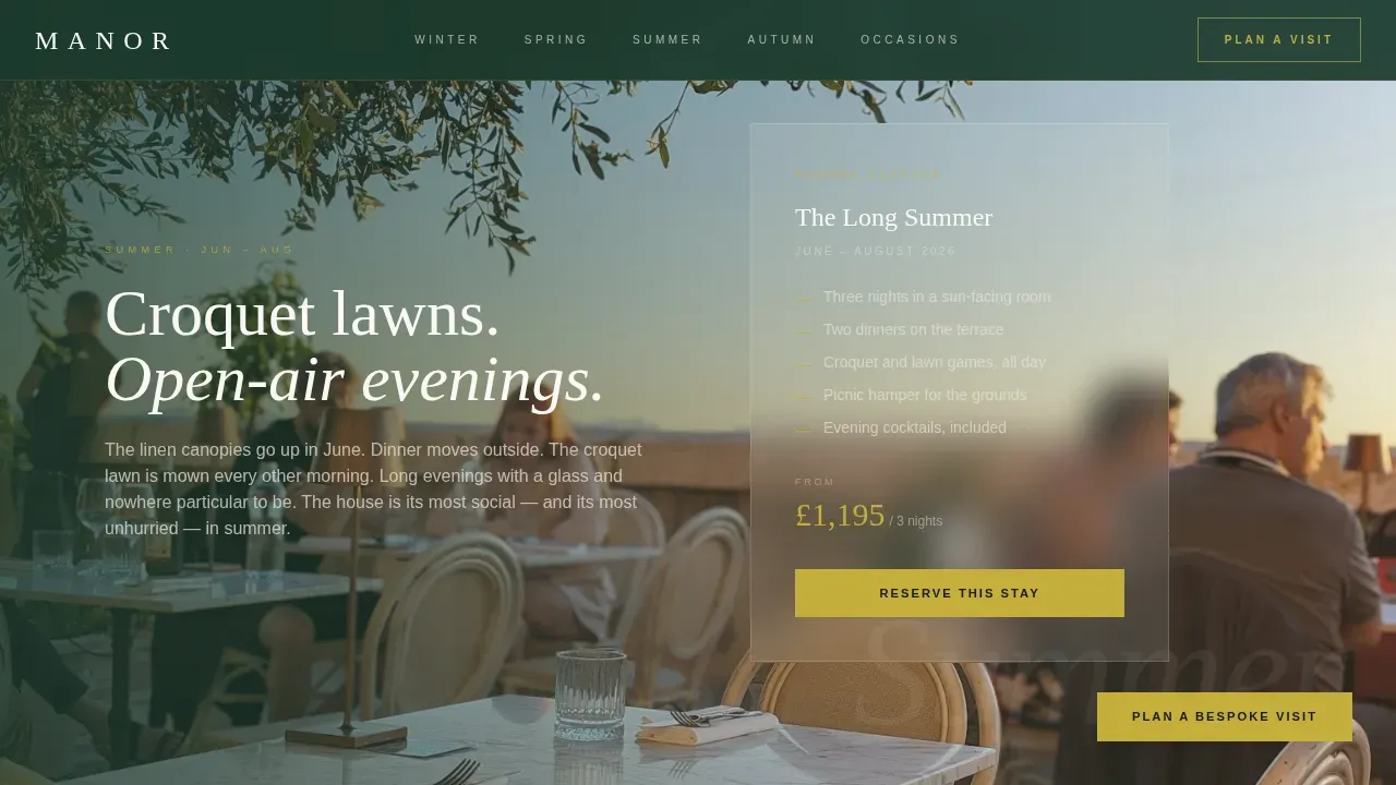 Luxe Seasonal Estate Hotel Landing Page Template