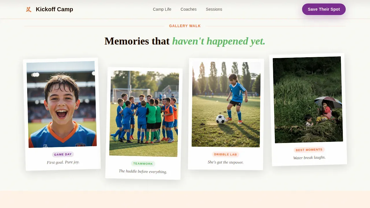 Premier Youth Soccer Camp Landing Page Template