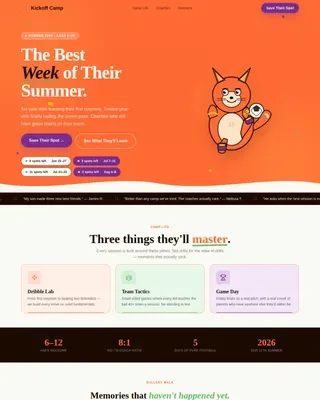 Premier Youth Soccer Camp Landing Page Template