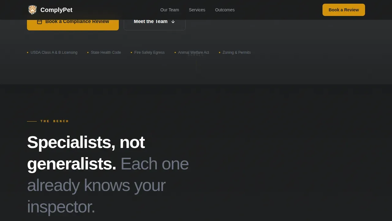 Expert Animal Compliance Landing Page Template