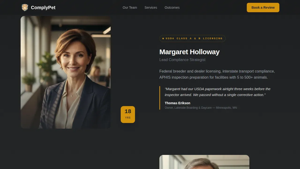 Expert Animal Compliance Landing Page Template