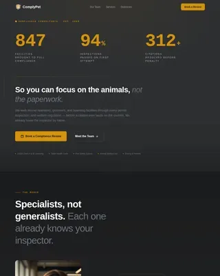 Expert Animal Compliance Landing Page Template