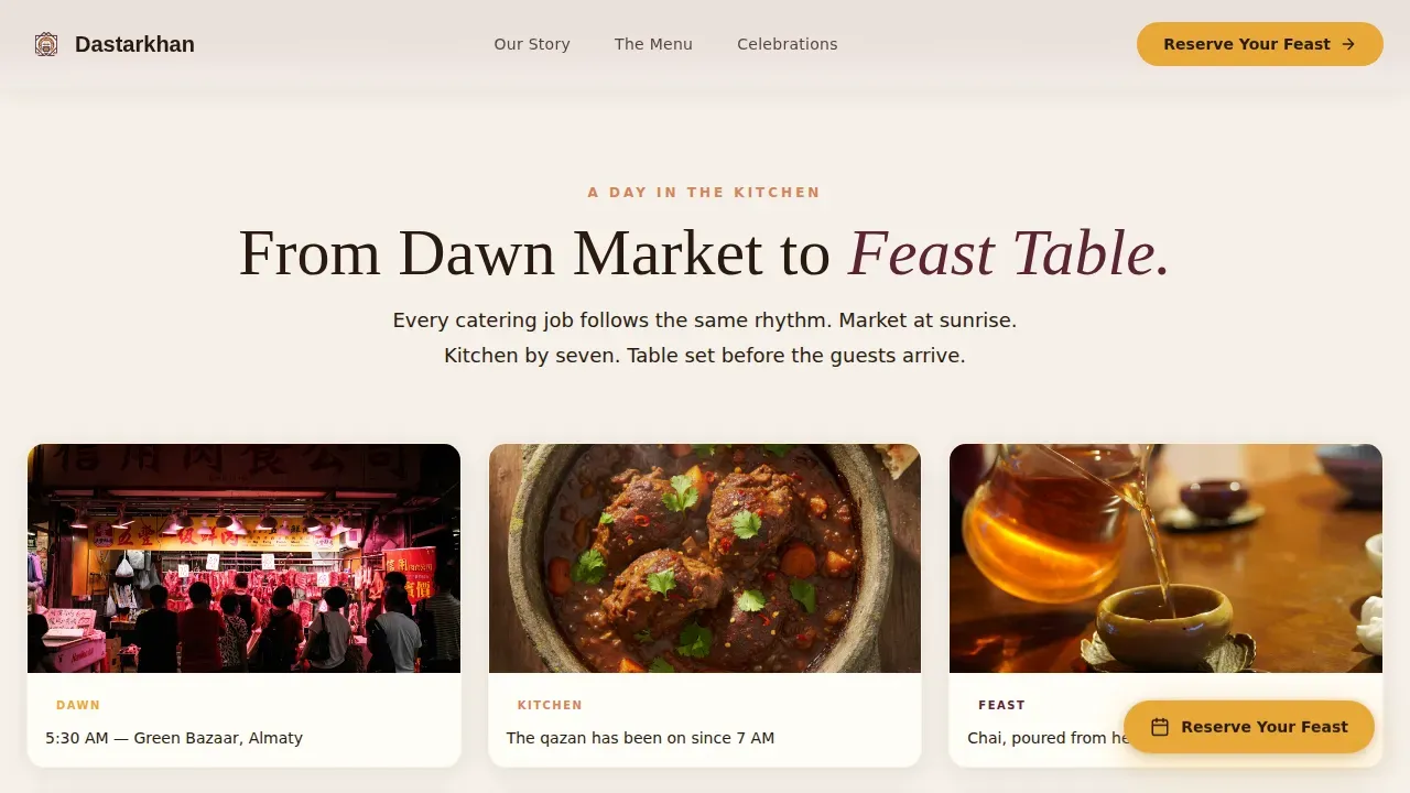 Authentic Kazakh Catering Landing Page Template