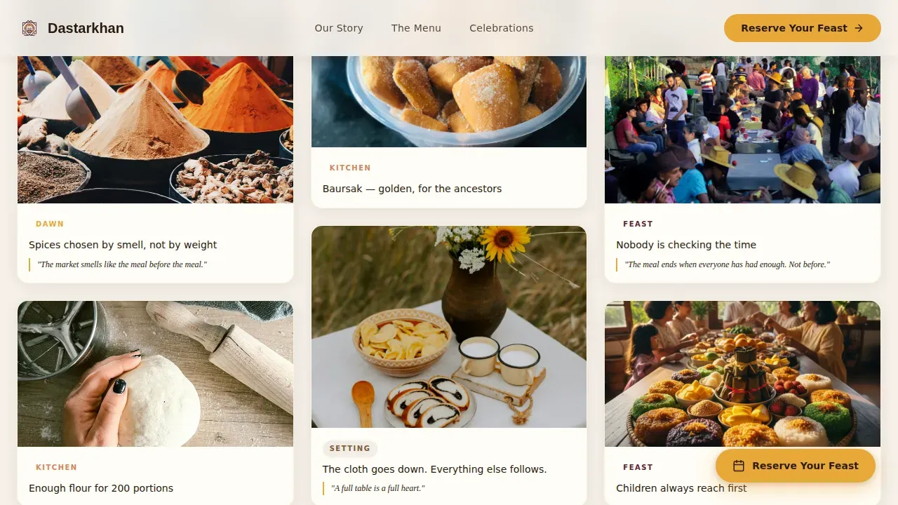 Authentic Kazakh Catering Landing Page Template
