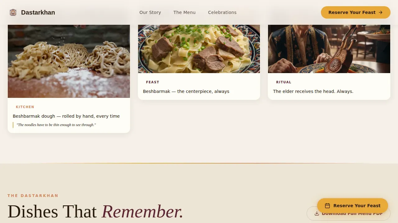 Authentic Kazakh Catering Landing Page Template