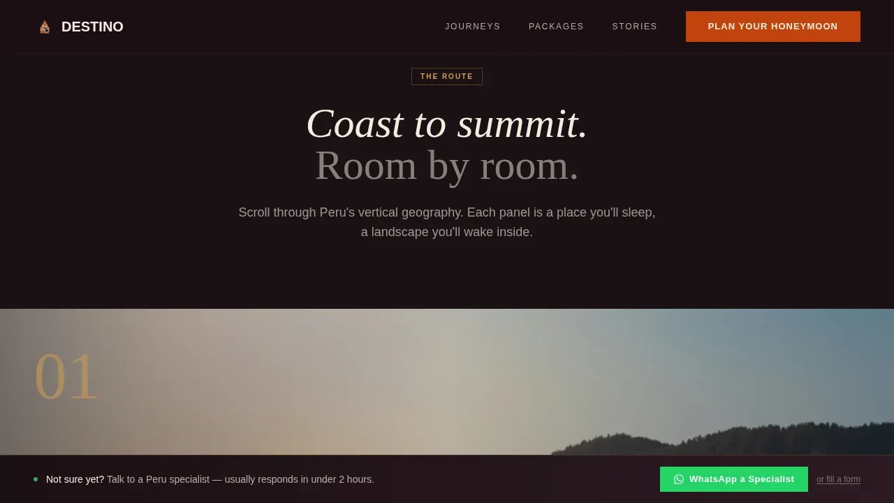 Curated Peru Honeymoon Landing Page Template