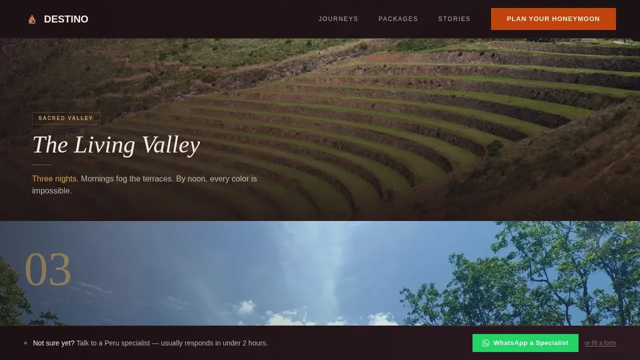 Curated Peru Honeymoon Landing Page Template