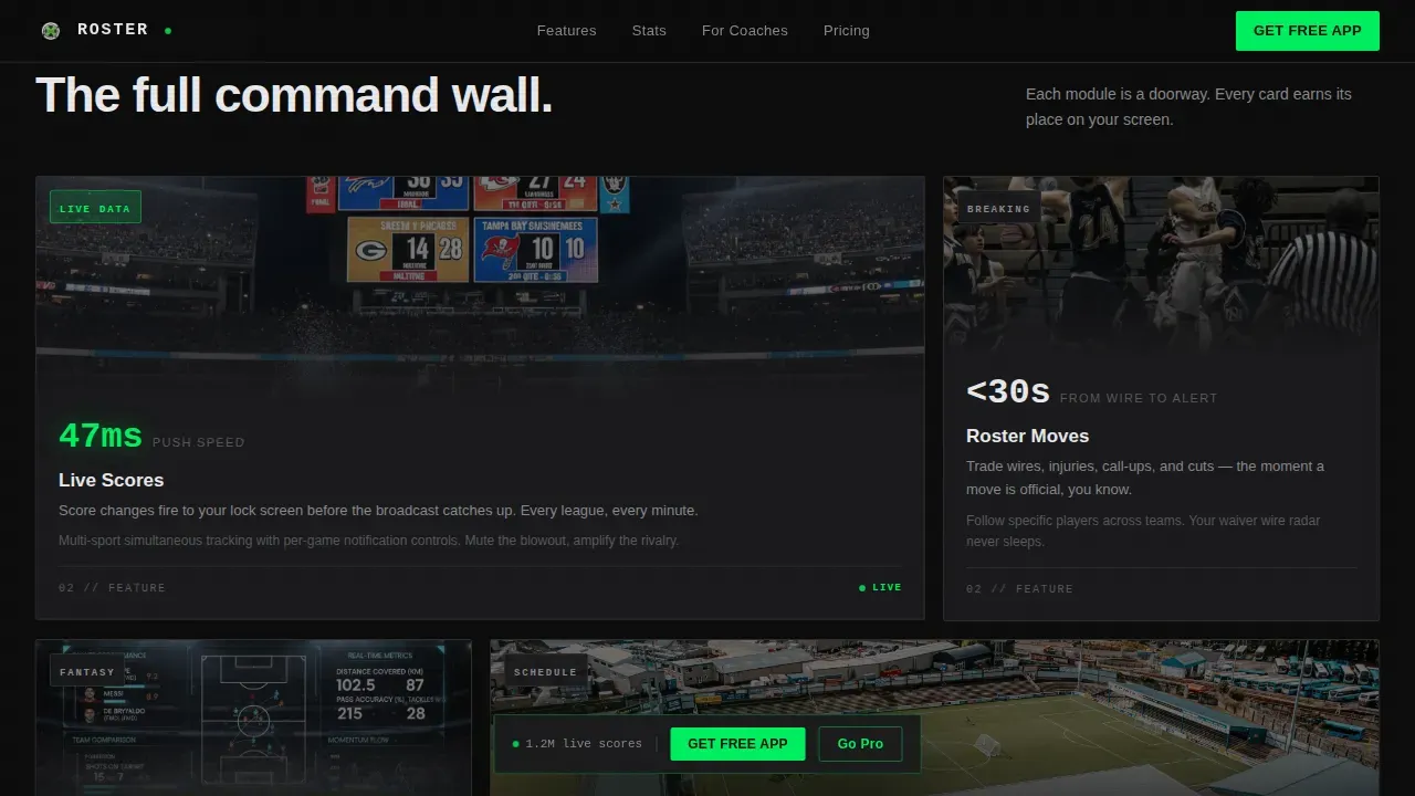 Complete Sports Team App Landing Page Template