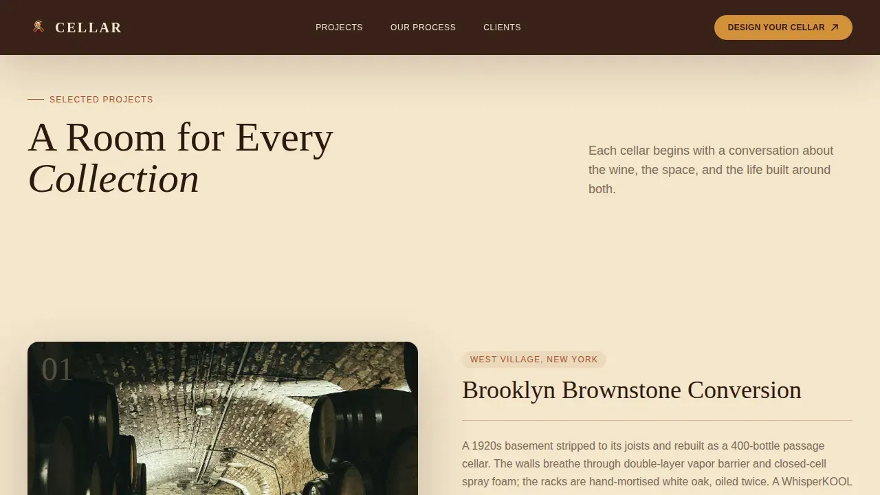Curated Wine Storage Landing Page Template