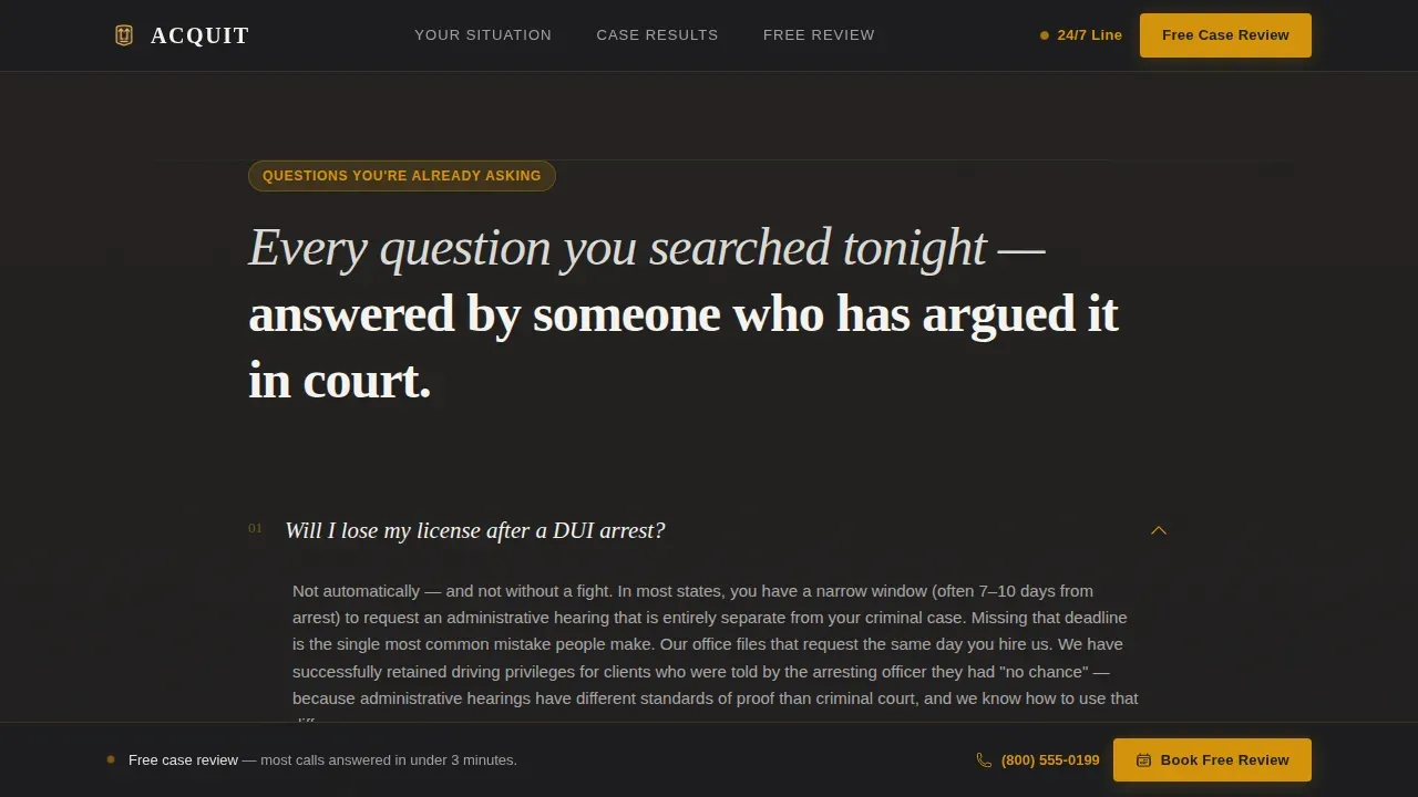 DUI Defense Attorney Landing Page Template