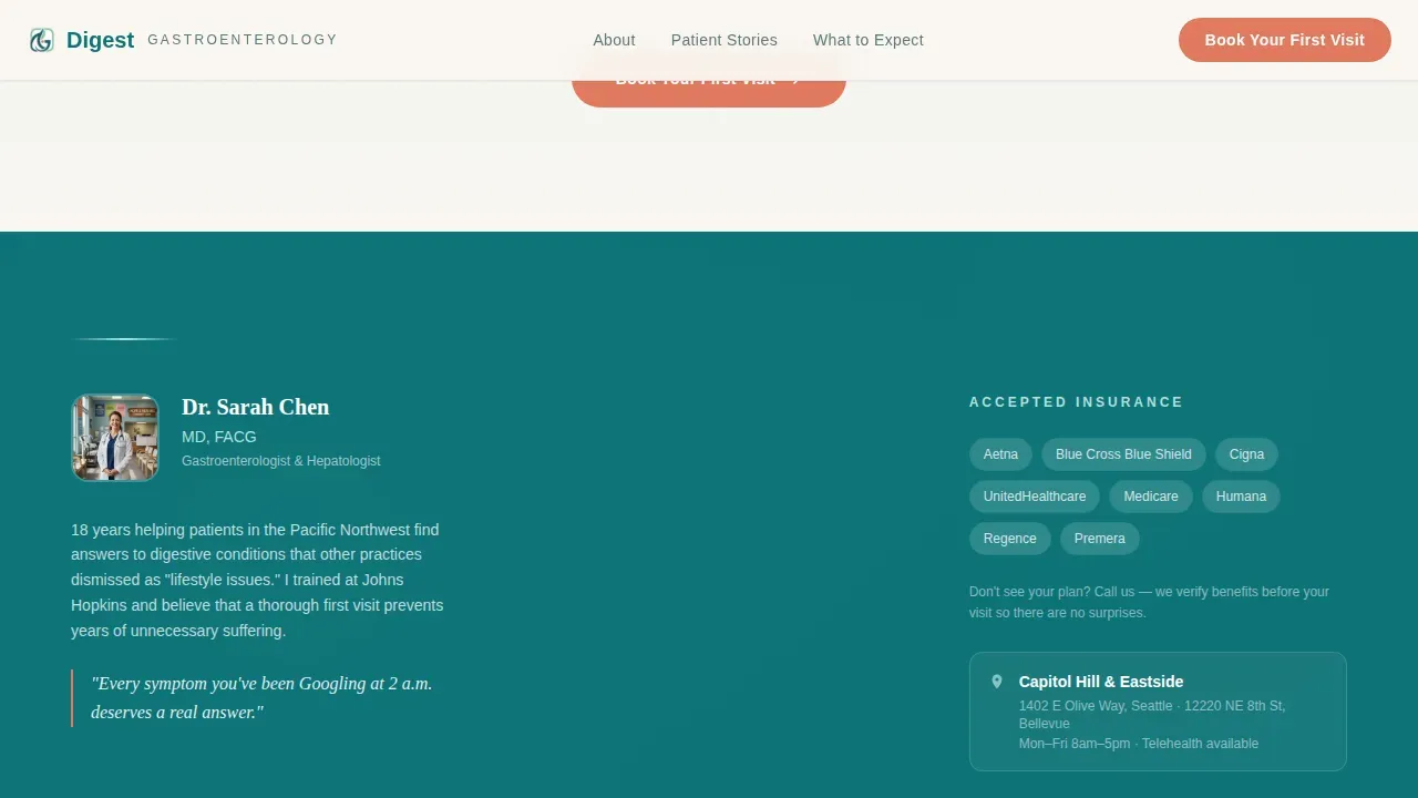 Compassionate Gastro Care Landing Page Template