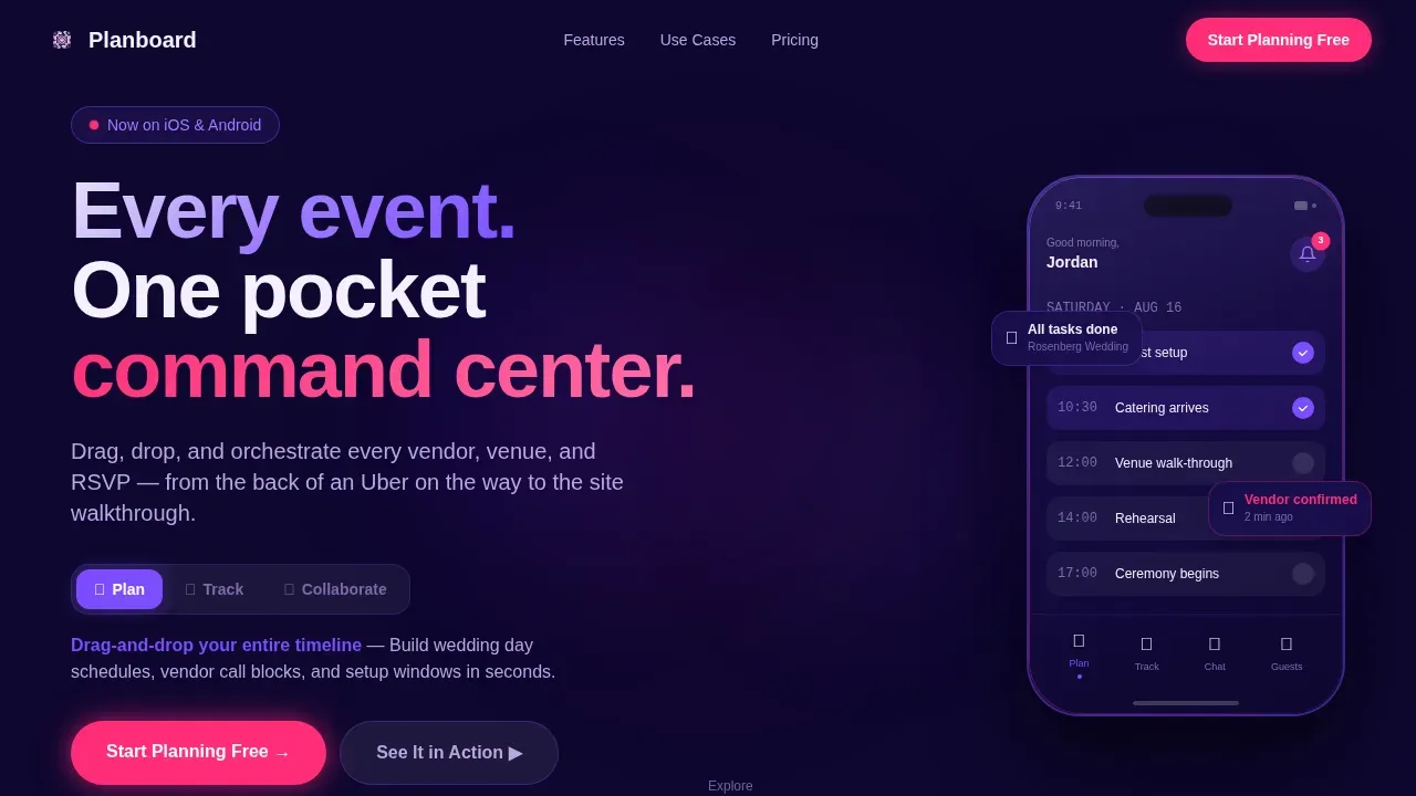 Agile Event Planning Landing Page Template