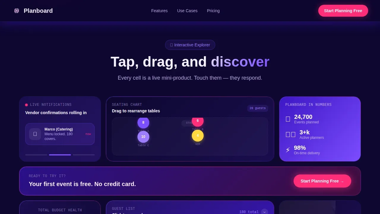 Agile Event Planning Landing Page Template