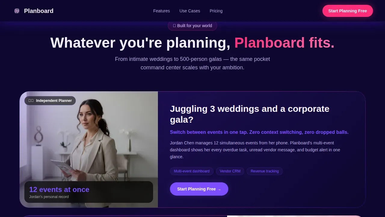 Agile Event Planning Landing Page Template