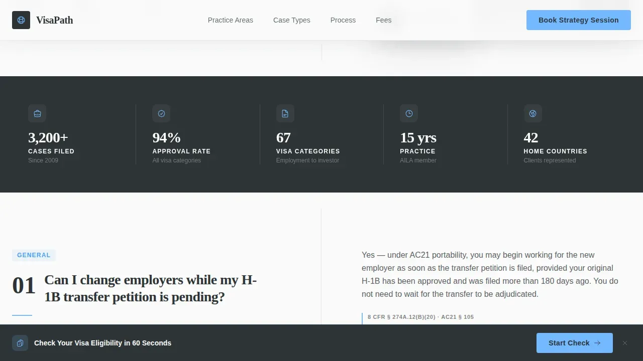 Expert Immigration Law Landing Page Template