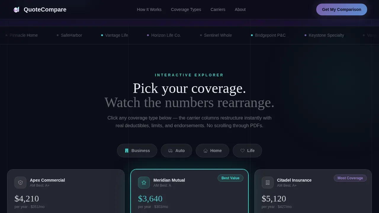 Insurance Agency Pricing Website Template