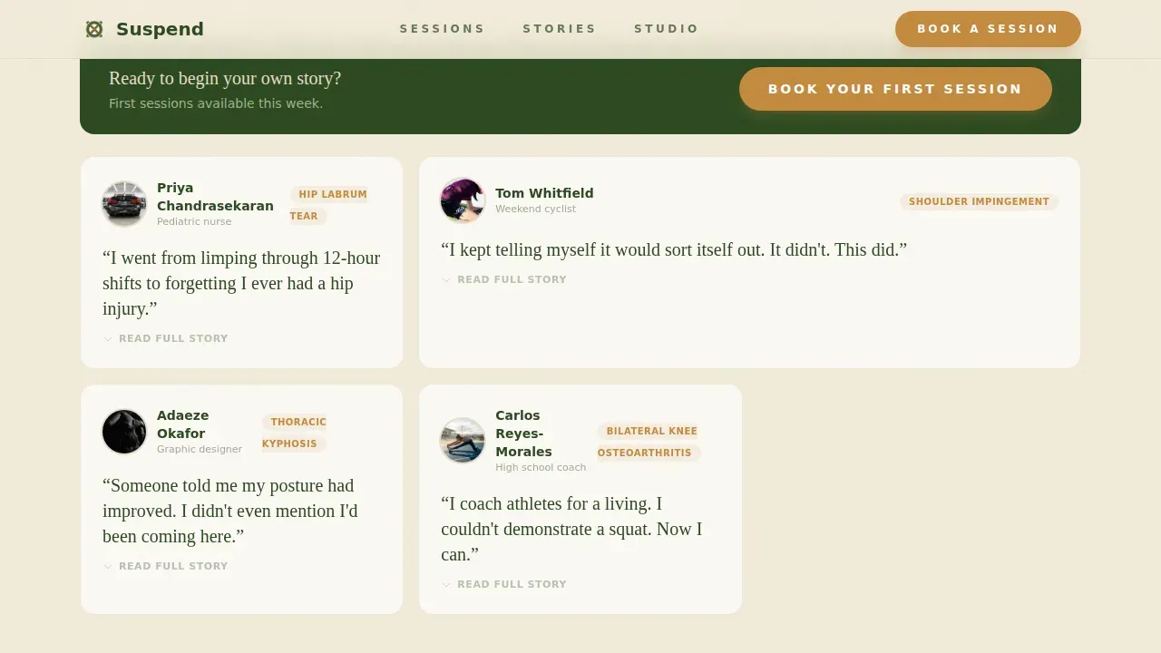 Healing Space TRX Studio Landing Page Template