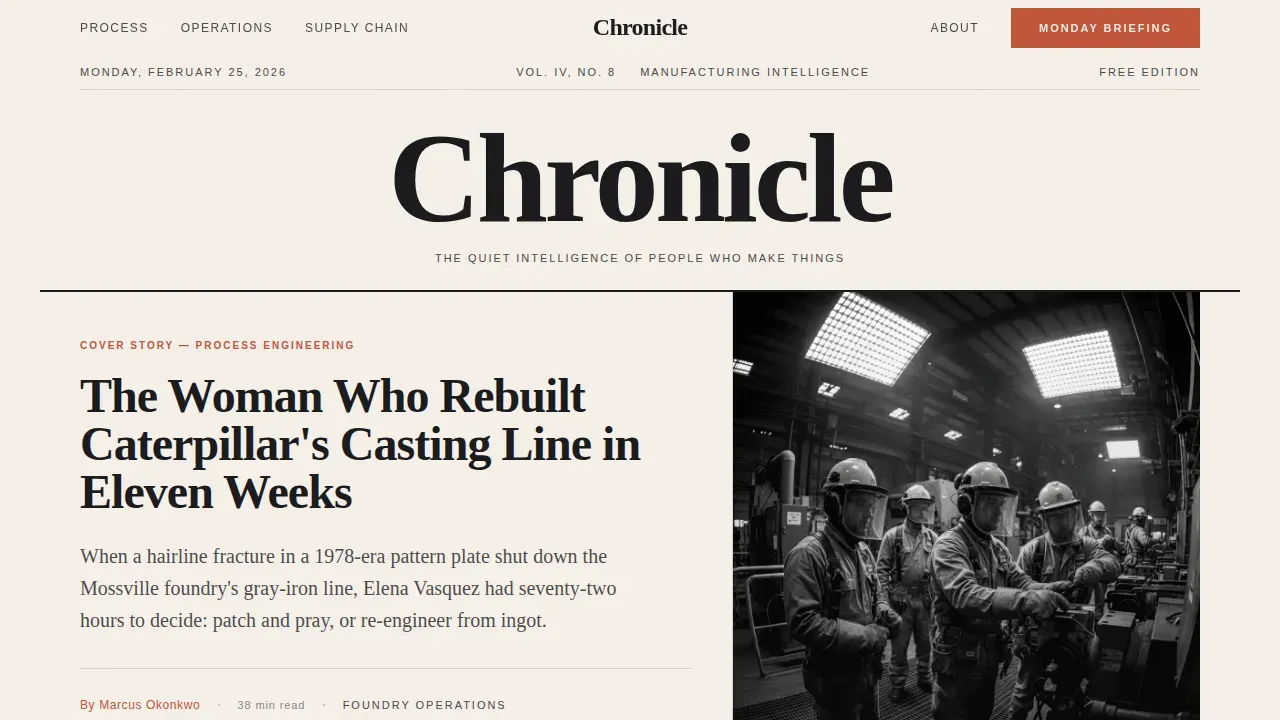 Editorial Manufacturing Insights Landing Page Template