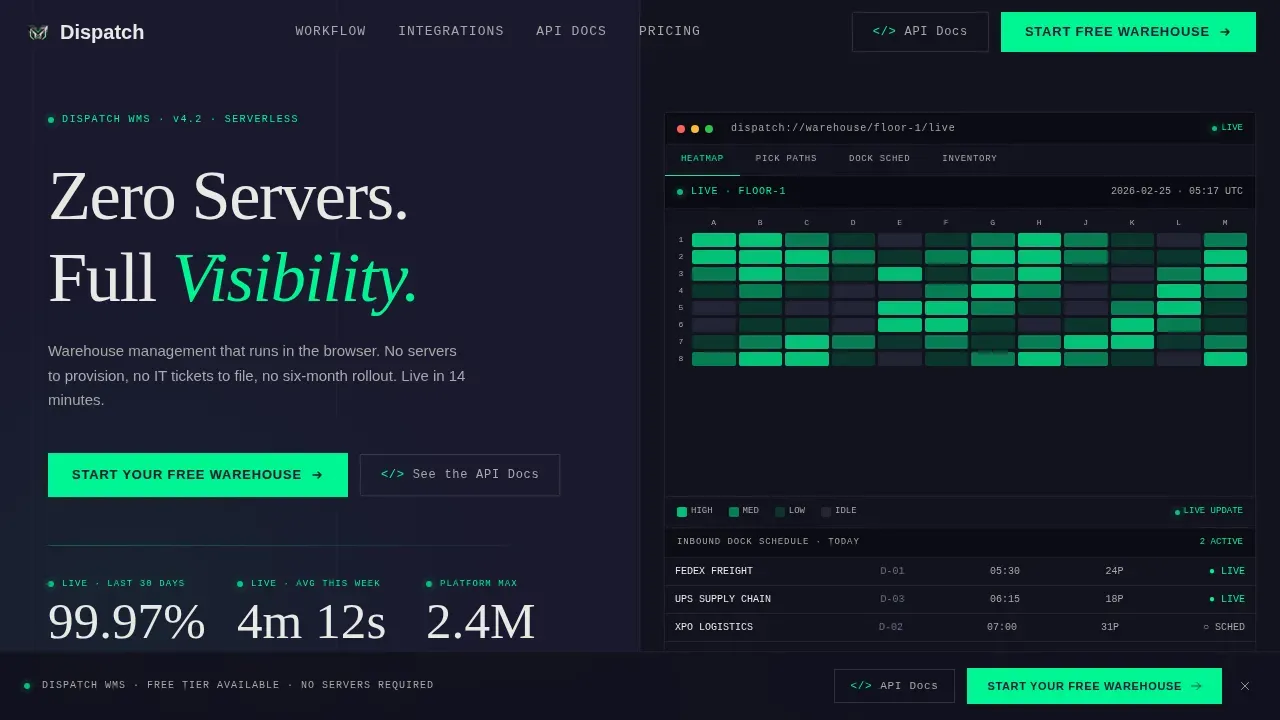 Serverless Logistics Platform Landing Page Template